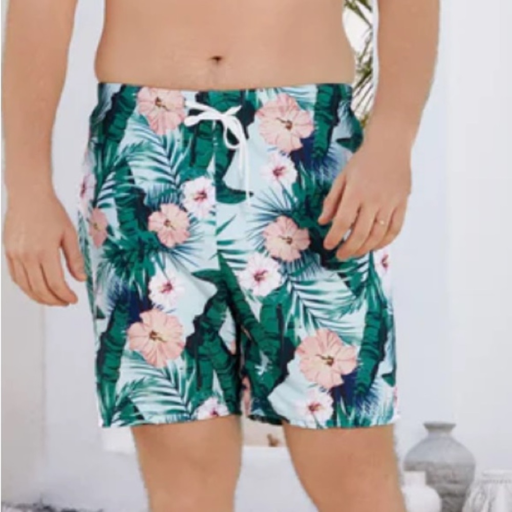 BRAND NEW Men’s XL Tropical Floral Print Swim Shorts Trunks